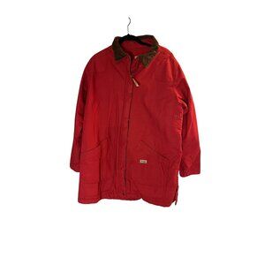 Berne Womens 2X Red Cotton Duck Coat Quilted Lining Snaps corduroy chore jacket